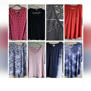 7 piece lot of women's tee shirts tops Time & Tru, West loop, old Navy ...Sz XL